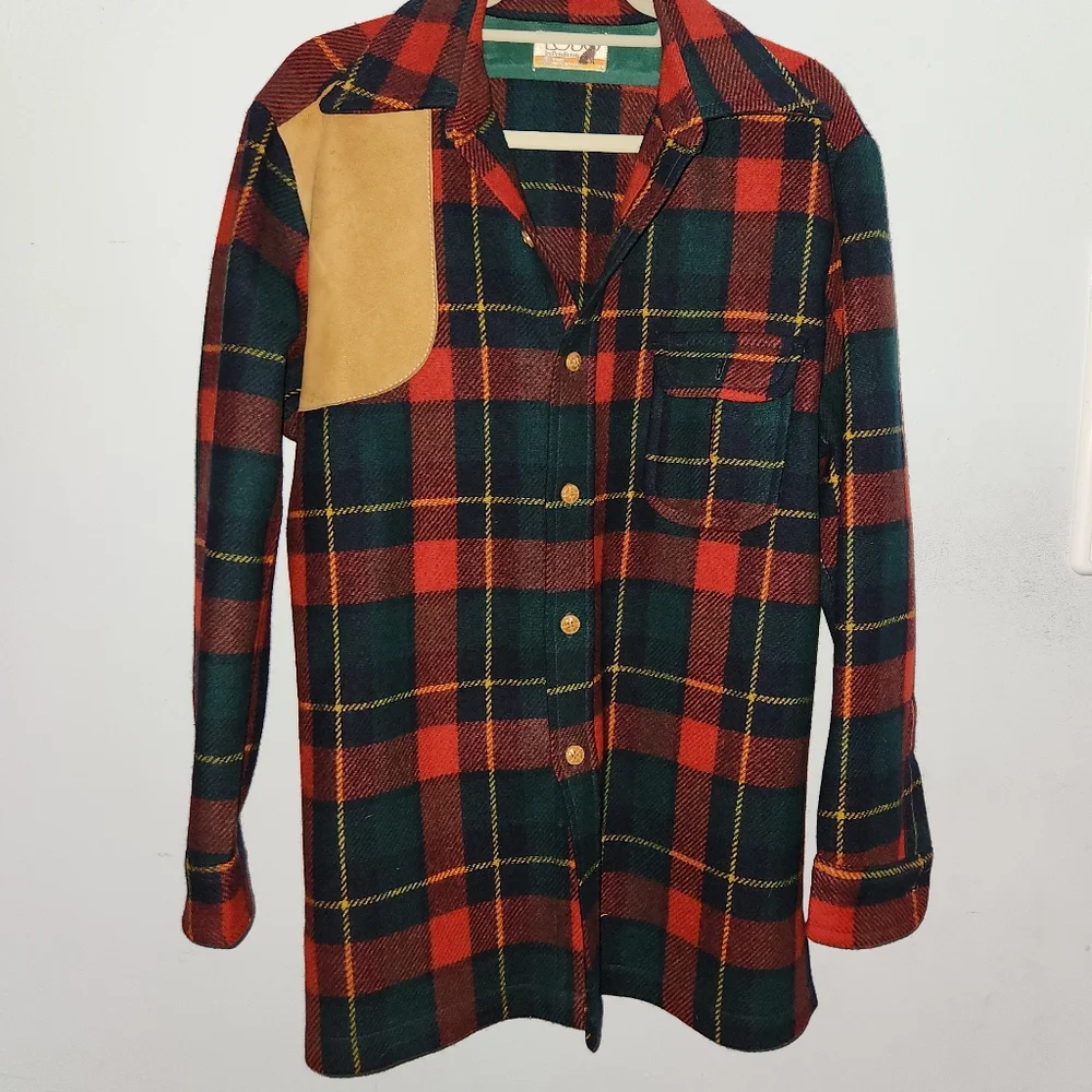 Pendleton LOBO Virgin Wool Plaid Button Down Shirt Jacket Shacket Vtg 1970s L